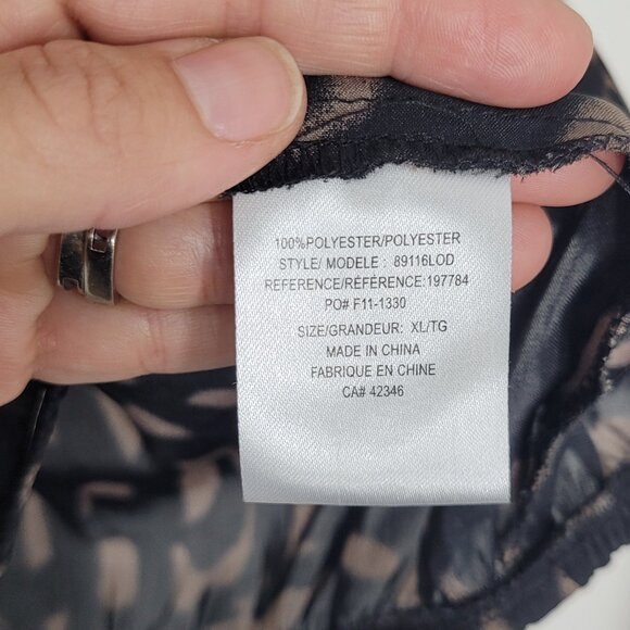 Anonyme Black & Brown Leopard Print Front Zip Sleeveless Business Casual Top XL - Picture 8 of 12